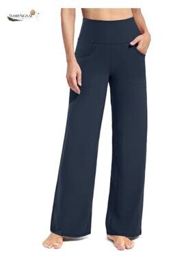 Wide Leg Yoga Pants High Waist Stretch with Pockets Activewear